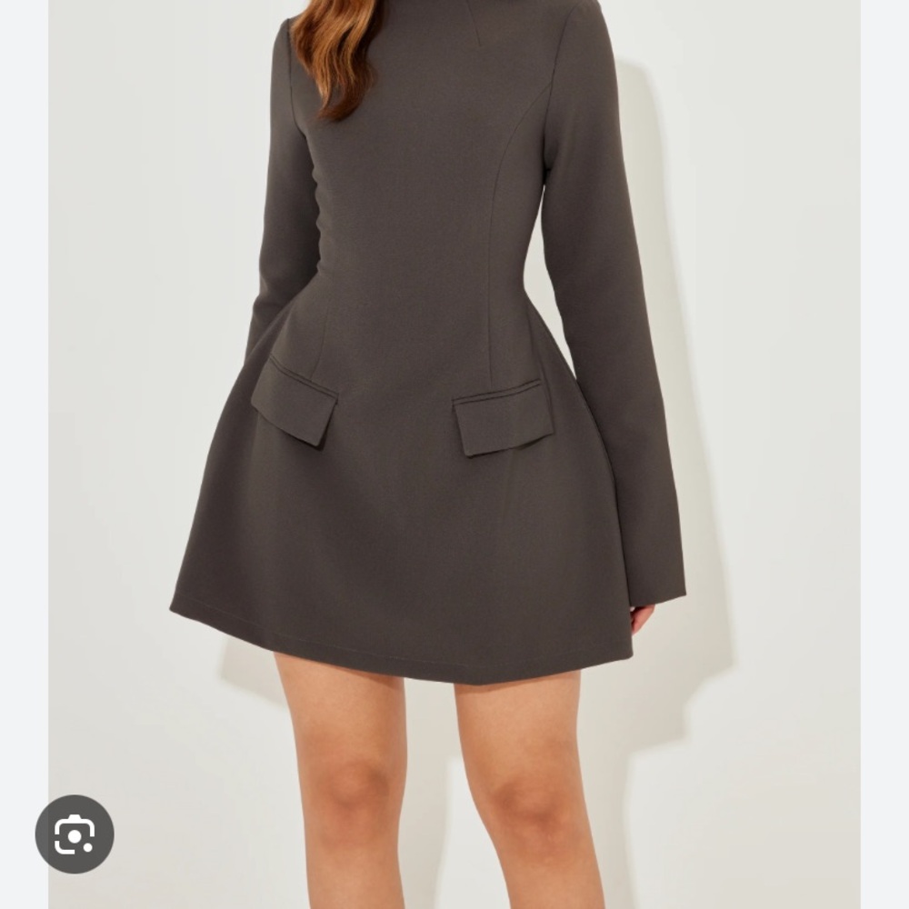 Odd Muse Long Sleeve Midi Dress in Charcoal
